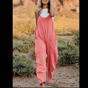 NWT Double Take Sleeveless Jumpsuit - Coral